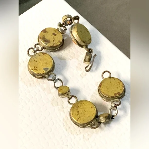 RARE - Antique Vintage ITALY Micro Mosaic Bracelet size 6.3/4” - Picture 9 of 13